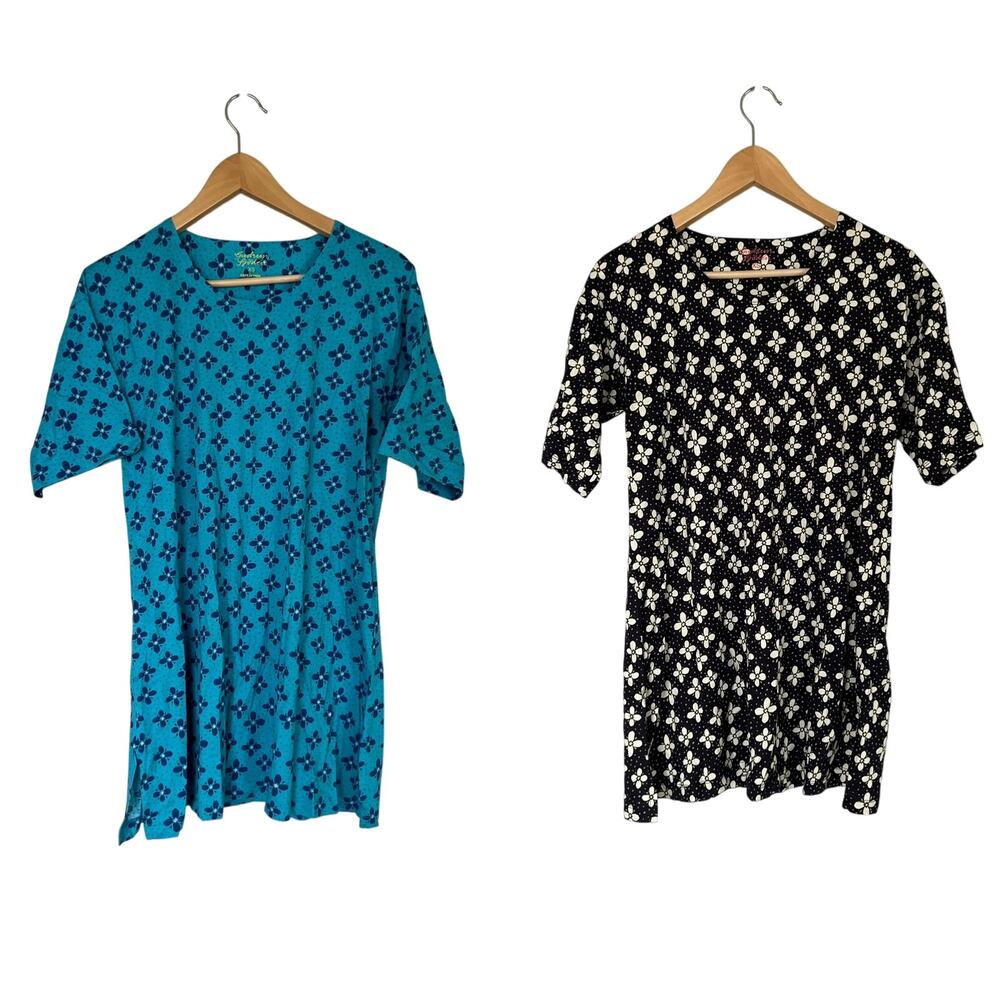 Gudrun Sjoden Women's Floral Print Organic Cotton Top Lot of 2 Sz XS Half Sleeve